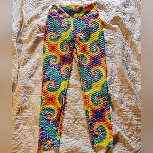 rainbow swirl ruched leggings